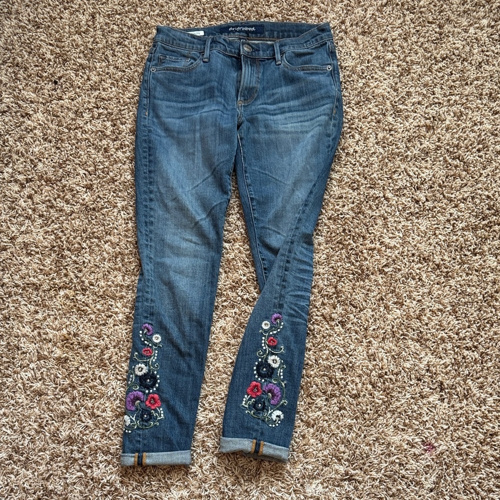 DRIFTWOOD Denim Jeans with Colorful Floral Details